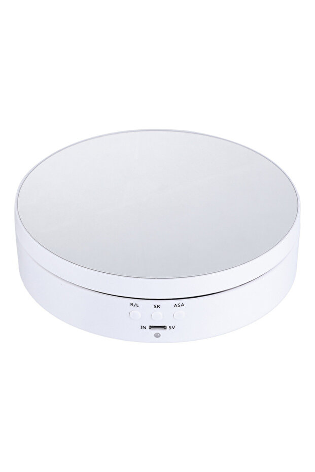 138MM White1 3 Speeds Electric Rotating Display Stand Mirror 360 Degree Turntable Jewelry Holder Bat