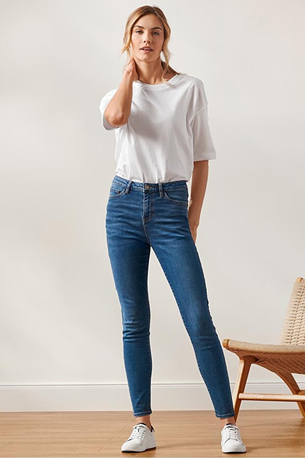 Women Skinny Fit Wash Jeans, Blue
