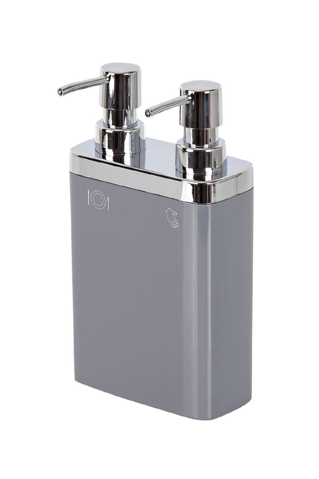 Viva Kitchen Liquid Soap Dispenser with Double Chamber and Sponge Holder - Gray
