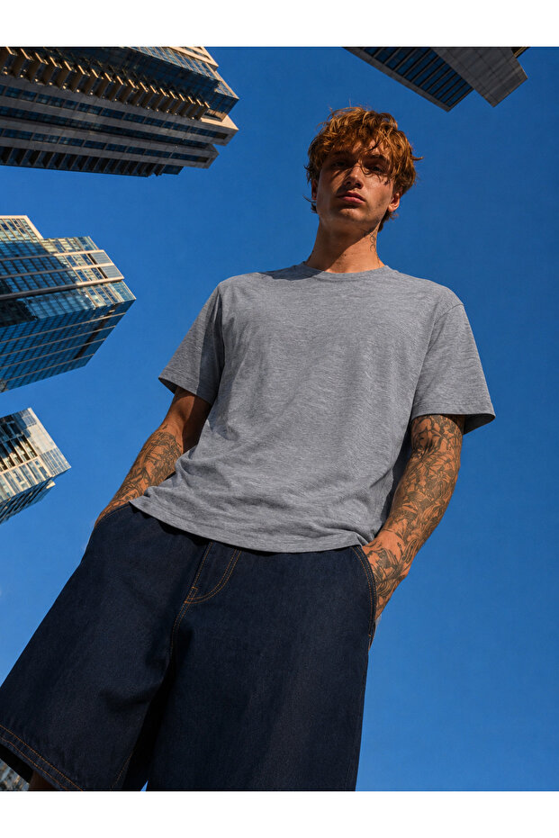 Men's Regular Fit 100% Cotton Anthracite Summer T-Shirt