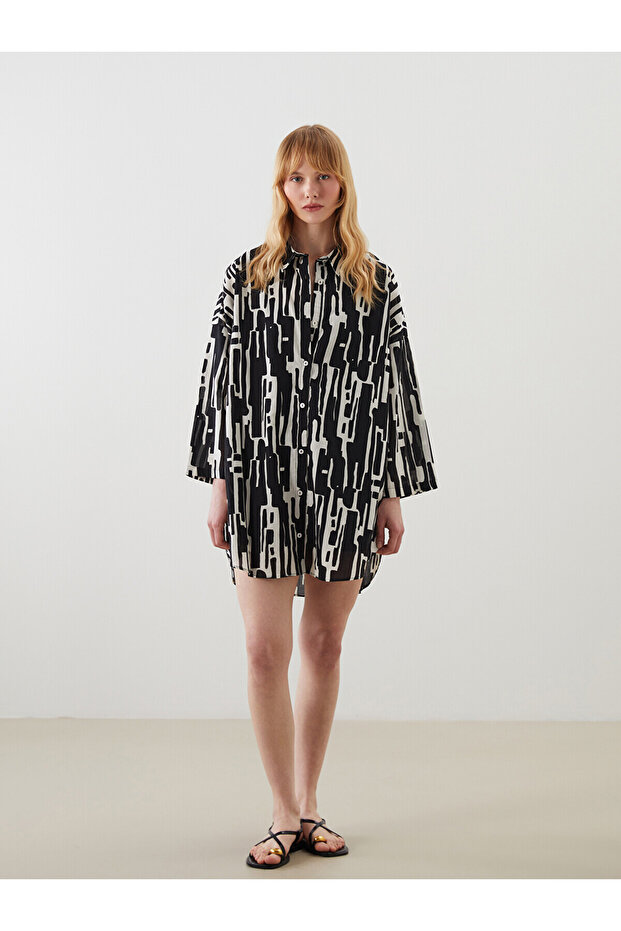 Nevavm Women's Beach Dress with Shirt Collar Pattern with Difference