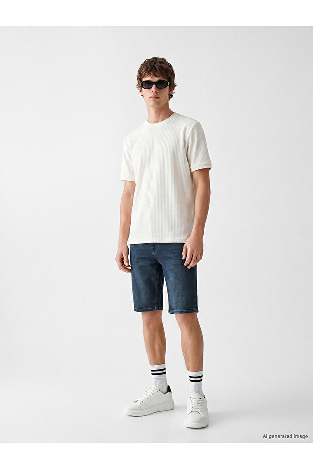 Nevavm Regular Fit Men's Jean Shorts with Difference
