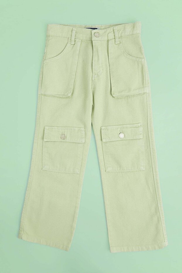 Zippered Cargo Pocket Palazzo Girls' Trousers