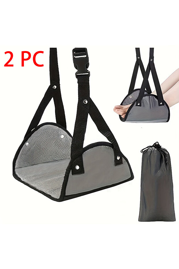 Grey2pc Adjustable Foot Hammocks for Travel, Car, Airplane Rest, Office Hanging, Simple Leg Support