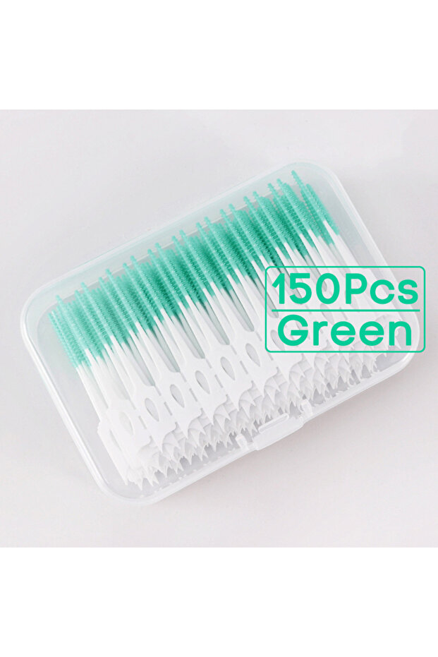 Green 150Pcs Vaclav 150Pcs Original Dental Floss Pick Soft Silicone Bristle Interdental Brush Dental