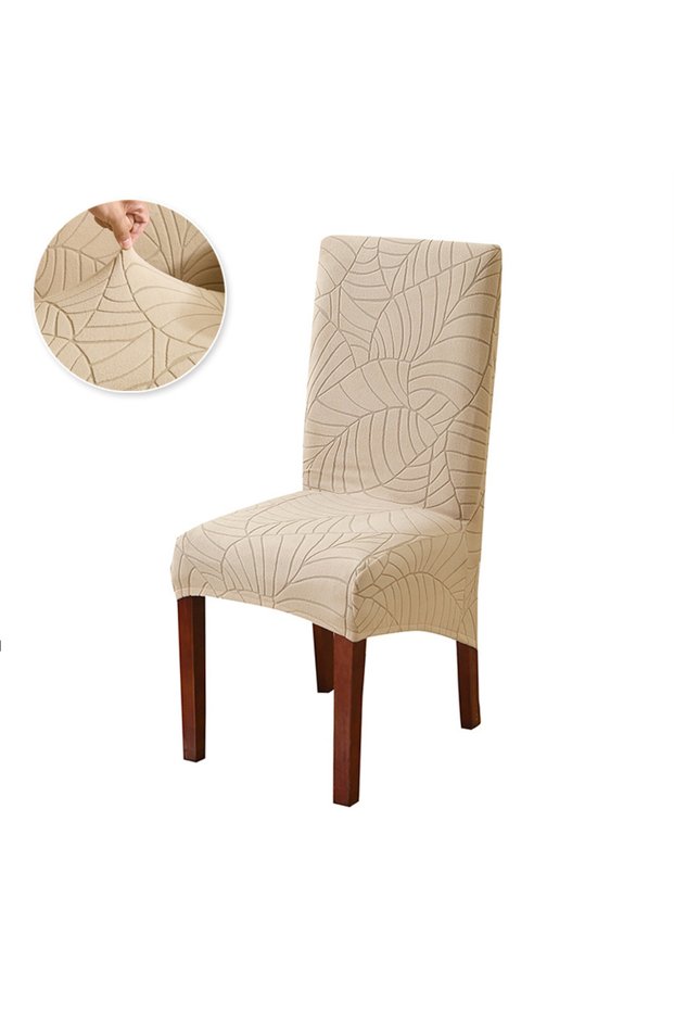 Khaki-L Jacquard Chair Cover Stretch XL Size Long Back Dining Chair Covers Seat Slipcovers For Weddi