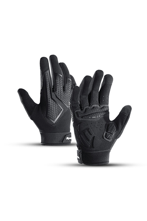 L A0029-BLACK Long Finger Non-Slip Shock-Absorbing Cycling Gloves Spring And Summer Men'S Breathable