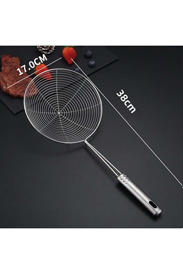 Spider Strainer 17cm Stainless Steel Fine Mesh Skimmer Spoon Multi-Function Spider Strainer with Lon