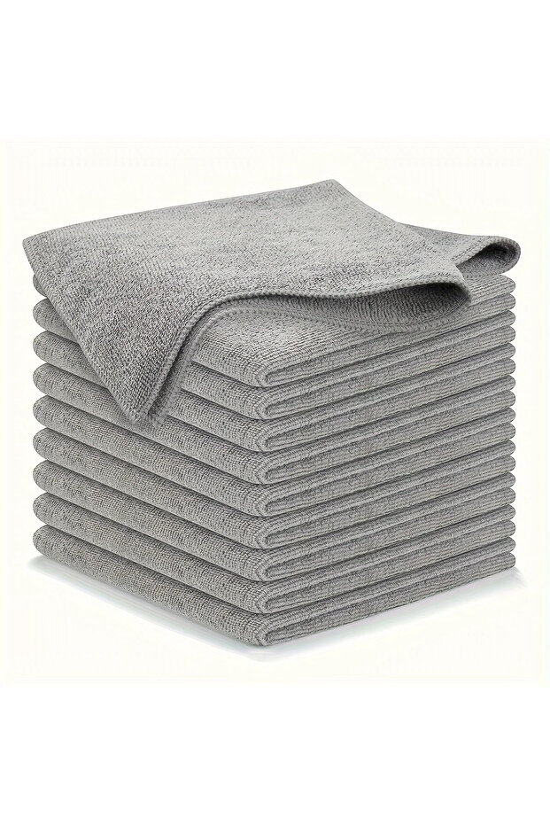 10pcs Kitchen Towel, Ultra-fine Fiber Light Gray Cleaning Cloth Set