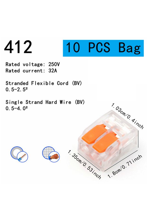 10pcs-412-Bag 10-75 Pcs Orange Universal Type Quick Plug-in Terminals,Electrical Equipment Connector