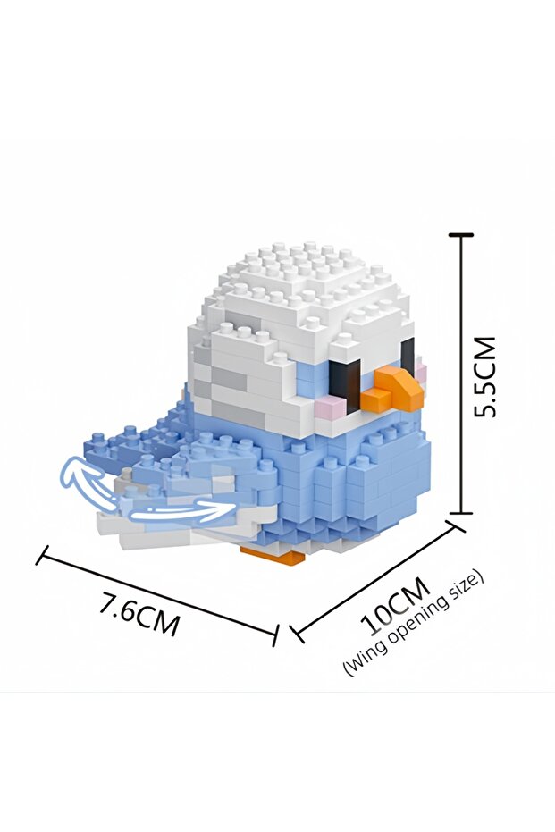 in bag Blue Parrot KNEW BUILT Pet Parrot Micro Mini Building Block Toy-Desktop Decor,Home Ornament,G