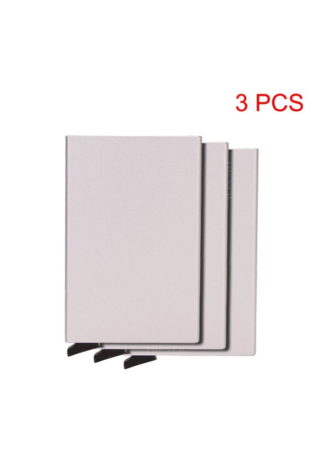 3 pcs Silver Rfid Metal Holder Luxury Men Minimalist Wallet Cardholder Case Bag Business
