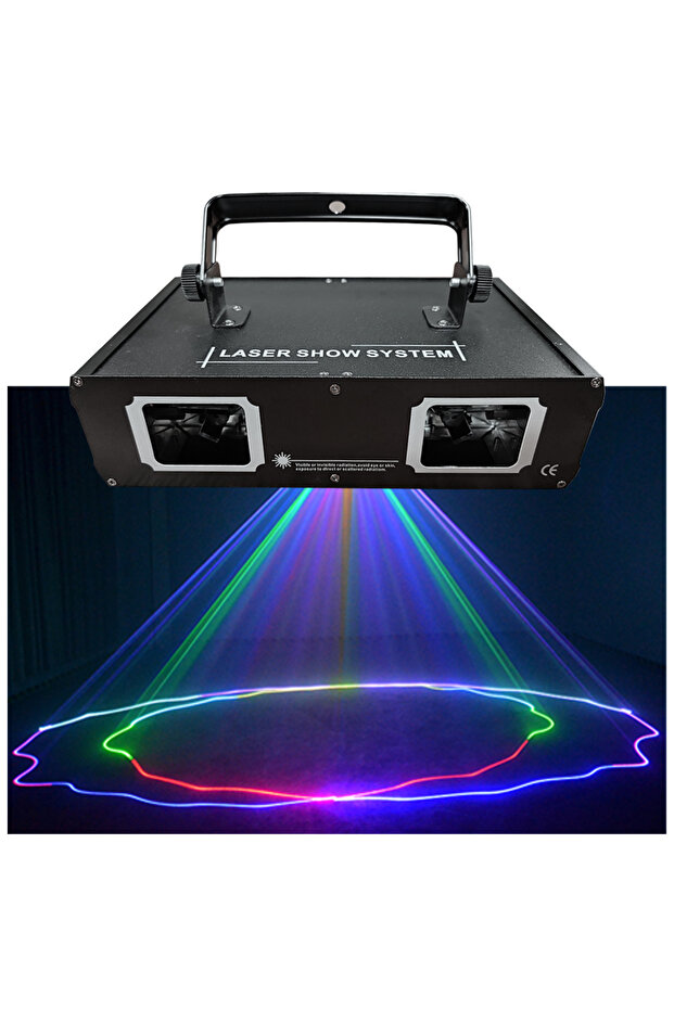 مصباح ليزر ماسح ضوئي RGB ثنائي العدسة مزود بقابس أوروبي، مناسب لحفلات الديسكو والدي جي