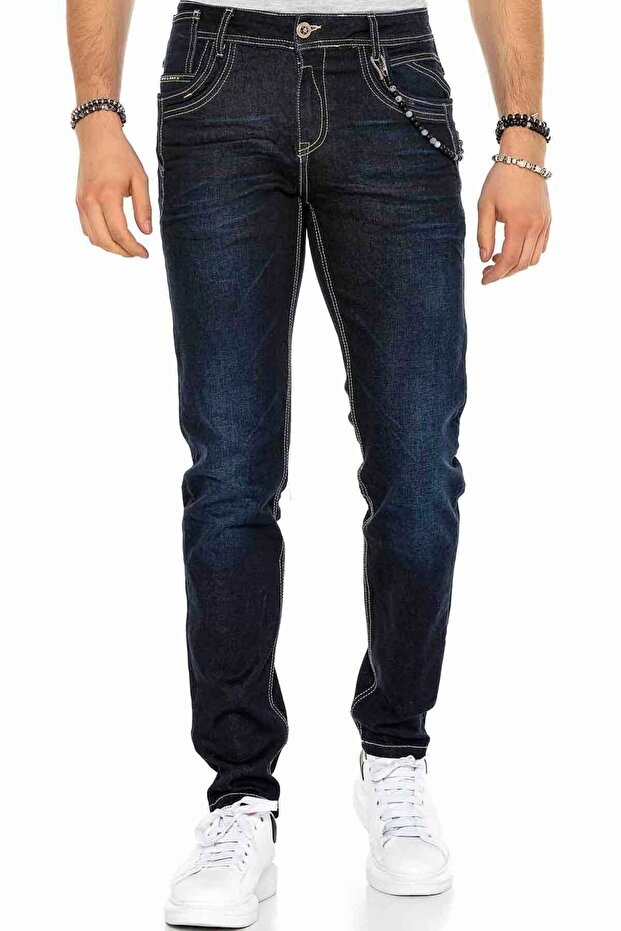 Cd395 Contrast Stitched Men's Jean Trousers