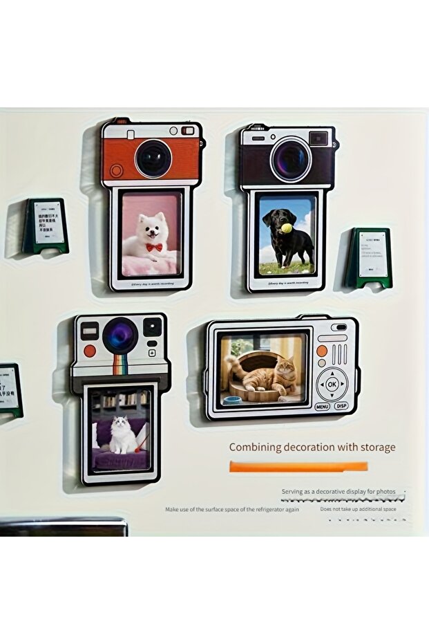4 piece retro set 4PCS Retro Camera Shape Refrigerator Tile Set, Magnetic Camera Shape Photo Frame,