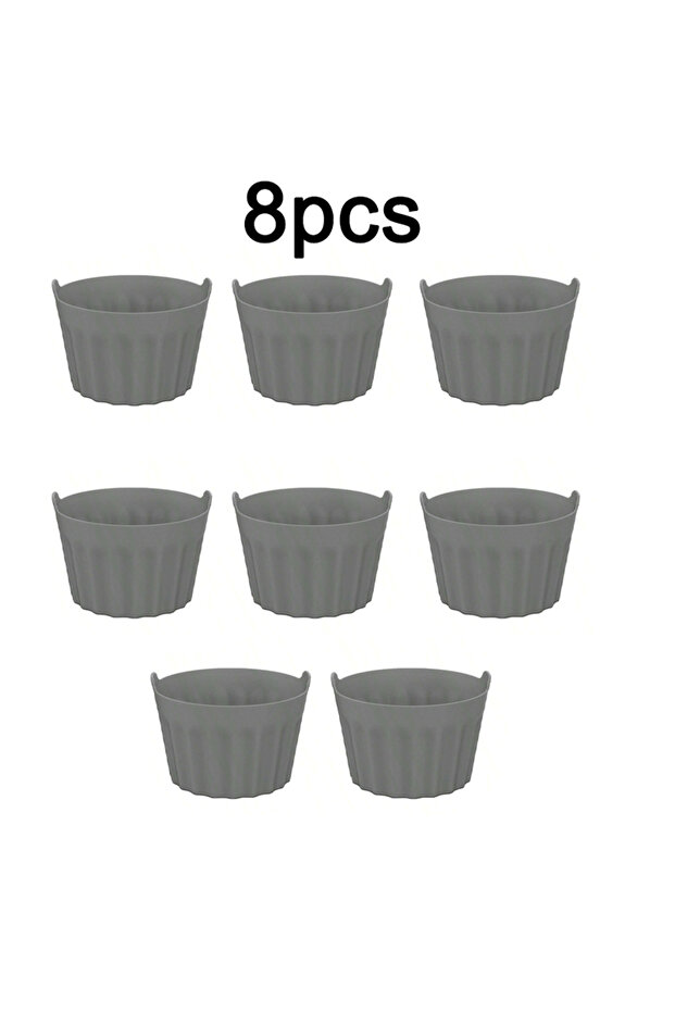 Grey 8pc 2/4/8Pcs Ramekins For Air Fryer Silicone Large Muffin Cases Nonstick Egg Poacher Silicone M