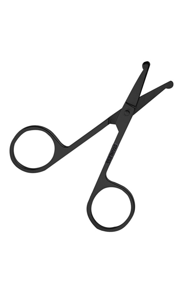 black Unisex Stainless Steel Black Round Head Safe Nose Hair Scissors (Do Not Hurt Nose)