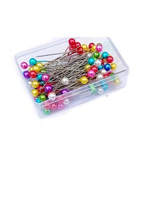 A box of 100 pieces 100Pcs Fashion Sewing Needles Colored Glass/Ceramics Head Bead Pin Stitch Knitti