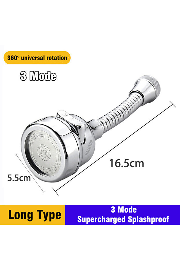 3 Mode-Long B 2/3 Modes Sink Faucet 360 Degree Rotation Filter Extension Tube Shower Water Saving Ta