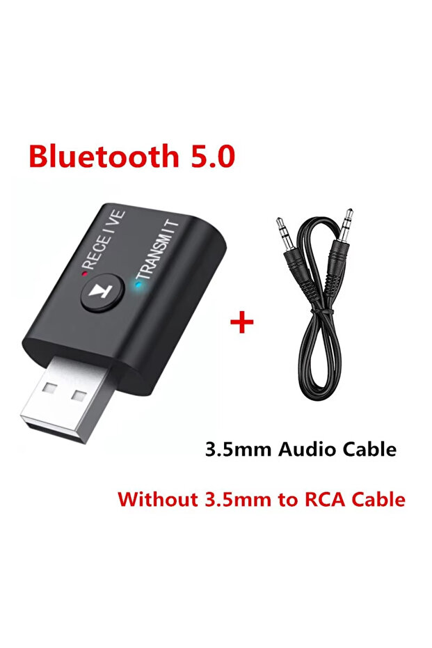 بدون كابل RCA، جهاز إرسال واستقبال بلوتوث 5.0، مقبس AUX 3.5 ملم، دونجل USB، ستيريو لاسلكي