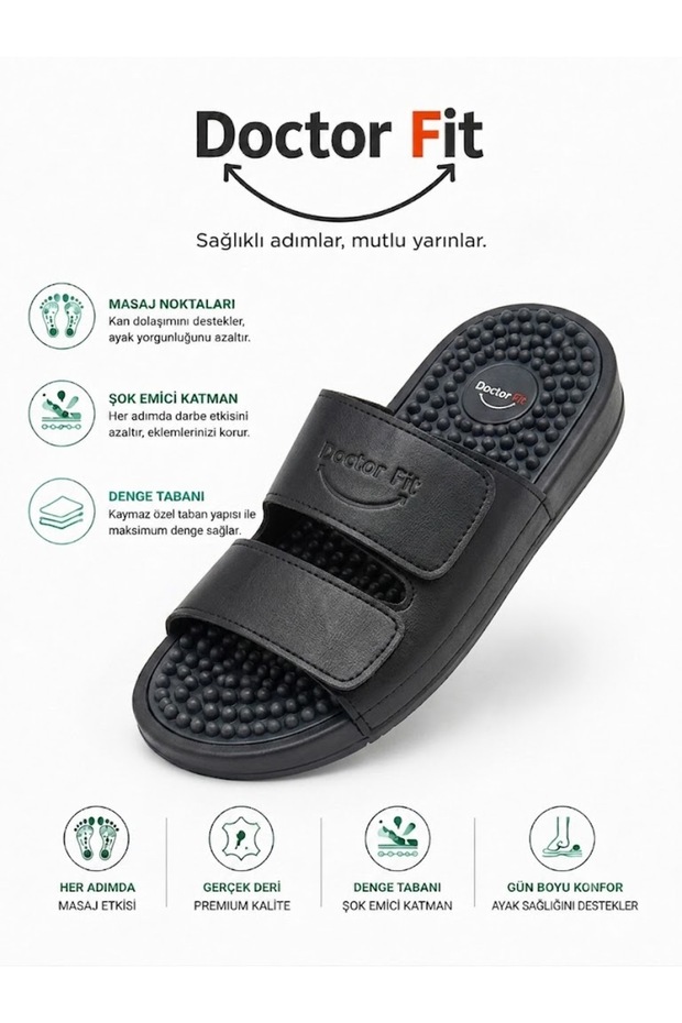 Size 43 Men's Reflexology Relaxing, Acupuncture Massage Slippers Black