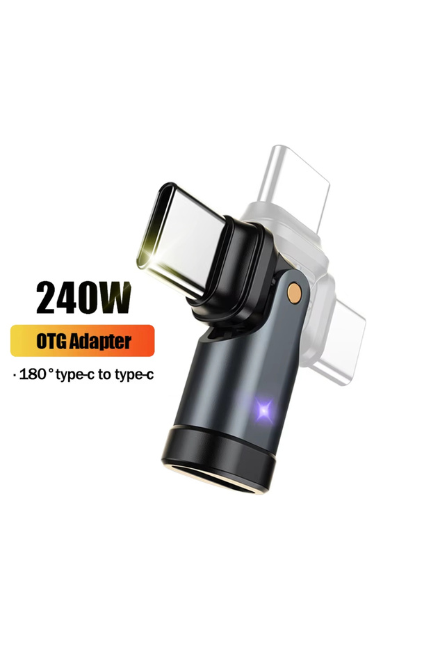 240W Black AUFU 240W USB C OTG Adapter 5A Fast Charging Type C Male to Female Converter For iPhone M