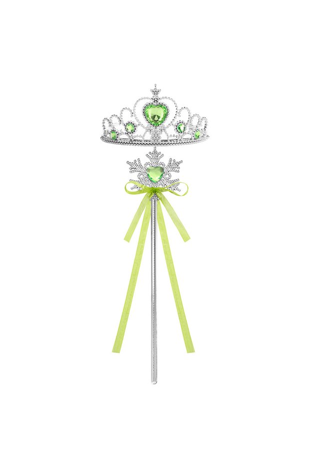 GreenSnowflake07 Kids Rhinestone Tiara Crown and Magic Wand with Glitter Crystal Head Hoop Jewelry H