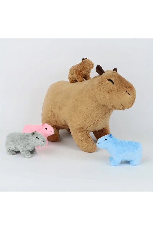 34cm brown 34cm Halloween Mother-child Water Guinea Pig Five-piece Soft Animal Doll For Boys and Gir