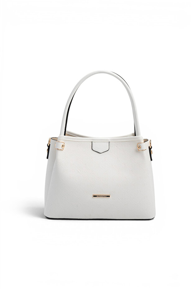 White - Women's Handbag with White Logo Sp1254