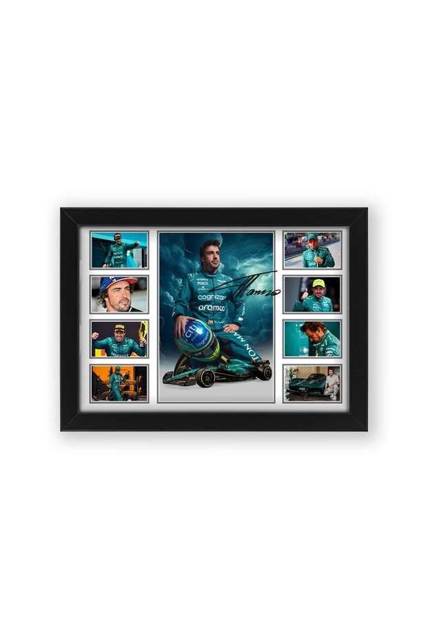 Alayra FramedFernando Alonso F1 Racing Signed Poster Print – Limited Edition Autograph Fan Gift – Collectible Formula 1 Memorabilia Merchandise (Framed A3 (30x40cm))
