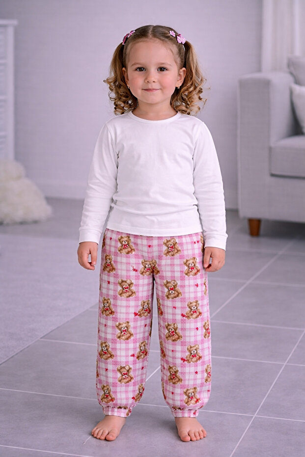 2-13 Years Old Girls' Pajama Bottoms 100% Cotton Combed Cotton Elastic and Cuffed Legs Comfortable Fit Baby Single Bottoms