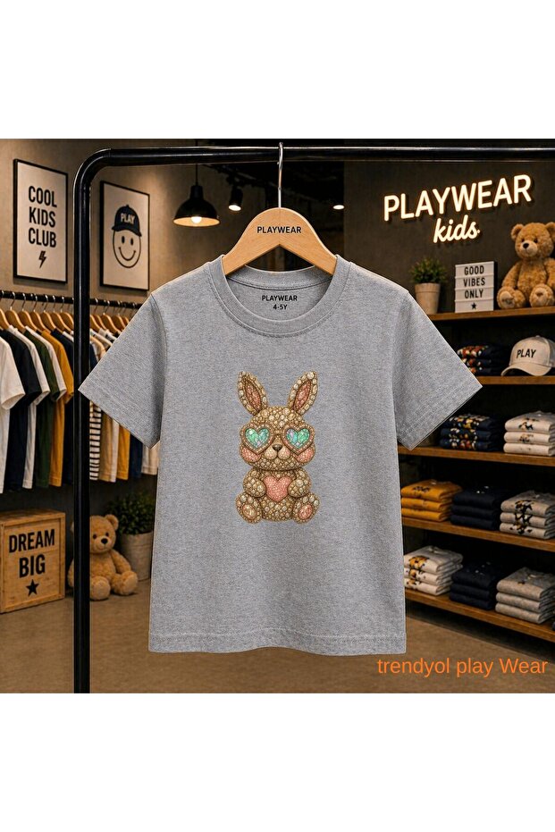 Gem Stone Rabbit Printed 100% Children's Unisex T-Shirt 5 6 -7 8-9 10 -11 12 Years Old
