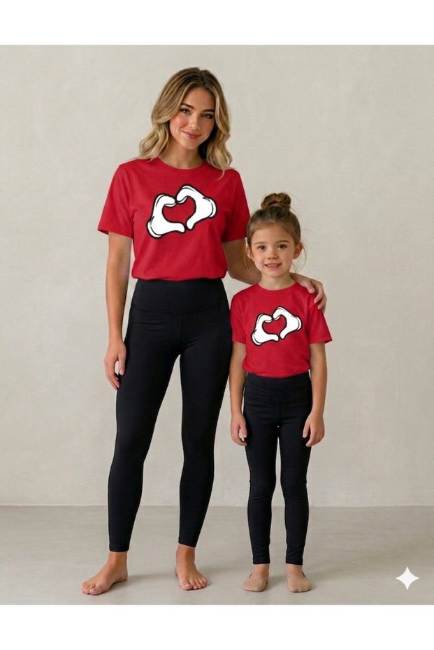 Mother Daughter Leggings and T-Shirt Set T-Shirt Set 100% Cotton Flexible Comfortable Casual Sport Combination (Sold as a Single Set)