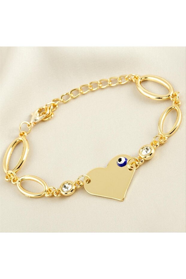 Gldisptm Heart Name Engravable Blank Plate Stone Bracelet (221257) - Yellow
