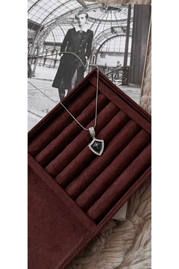 Black Enamel North Star Steel Necklace