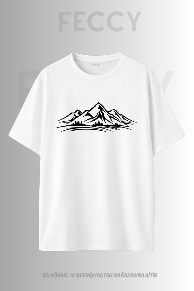 Premium Mountain Printed Hunter Theme Unisex Oversize Women's T-Shirt Men's T-Shirt Cotton Oversize T-Shirt