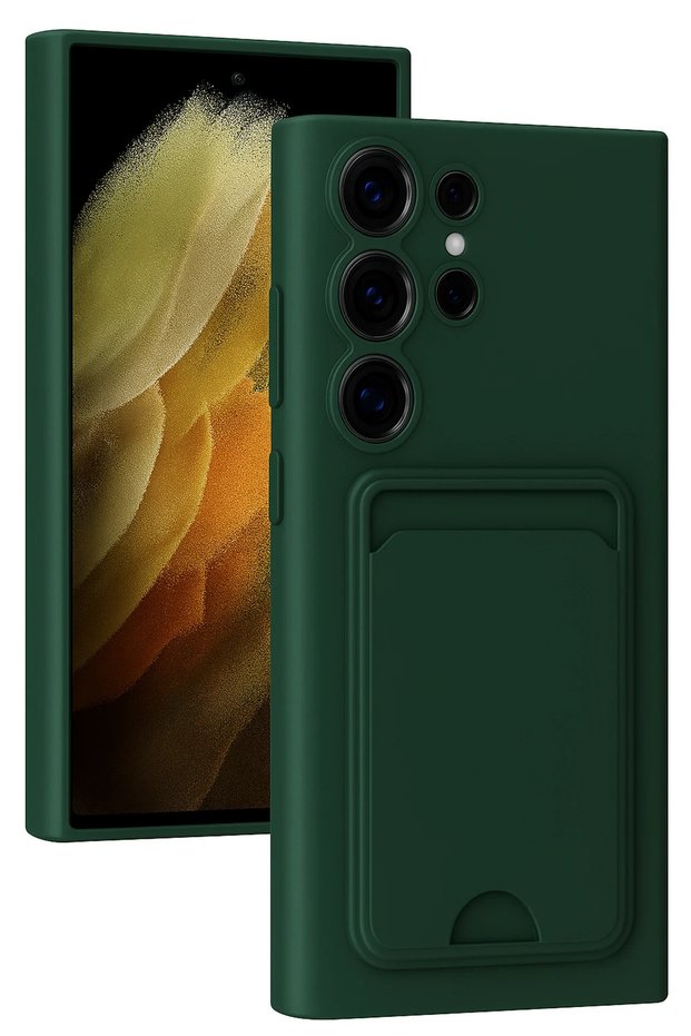 Gldisptm New Galaxy S24 Ultra Case Kelvin Silicone with Business Card Holder - (34144) Dark Green