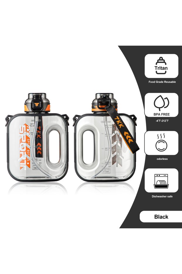 2000ml BPA Free Tritan water bottle for Gym Yoga Travel Camping Outdoor with Rope for Ease of Carry, comes with Straw