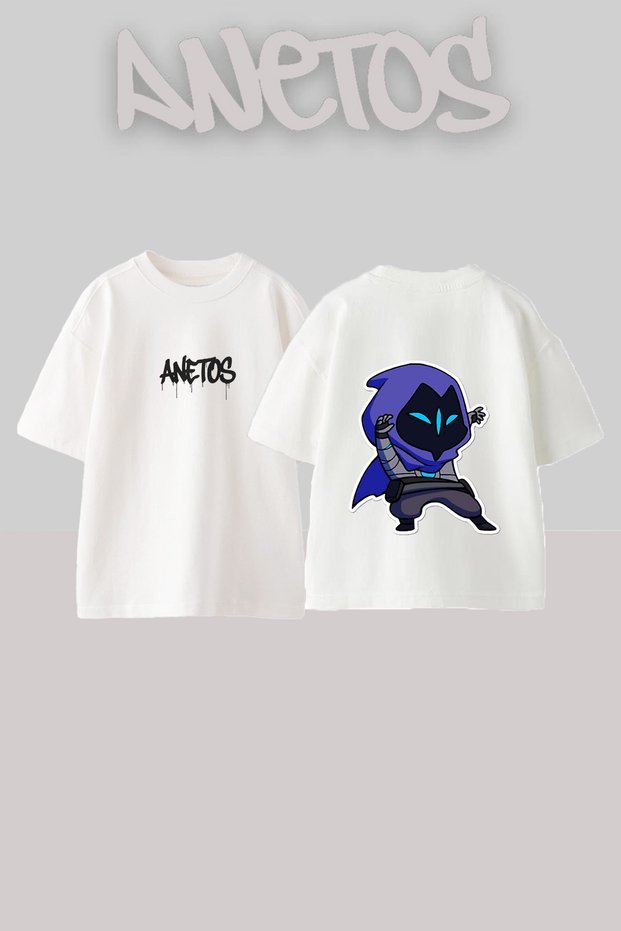 Omen Valorant Design Back Printed Cotton White Oversize T-Shirt