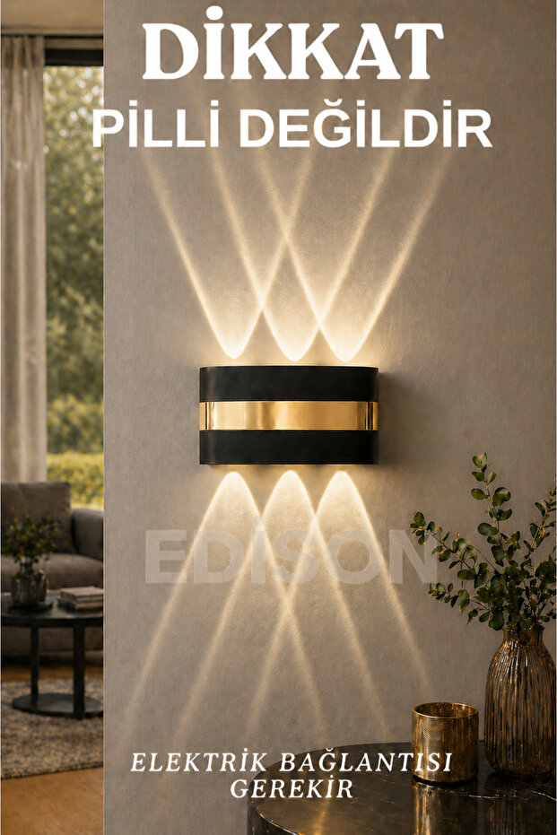 مصباح جداري كهربائي LED بتفاصيل ذهبية، مصباح جداري حديث للإضاءة النهارية، إضاءة ثنائية الاتجاه