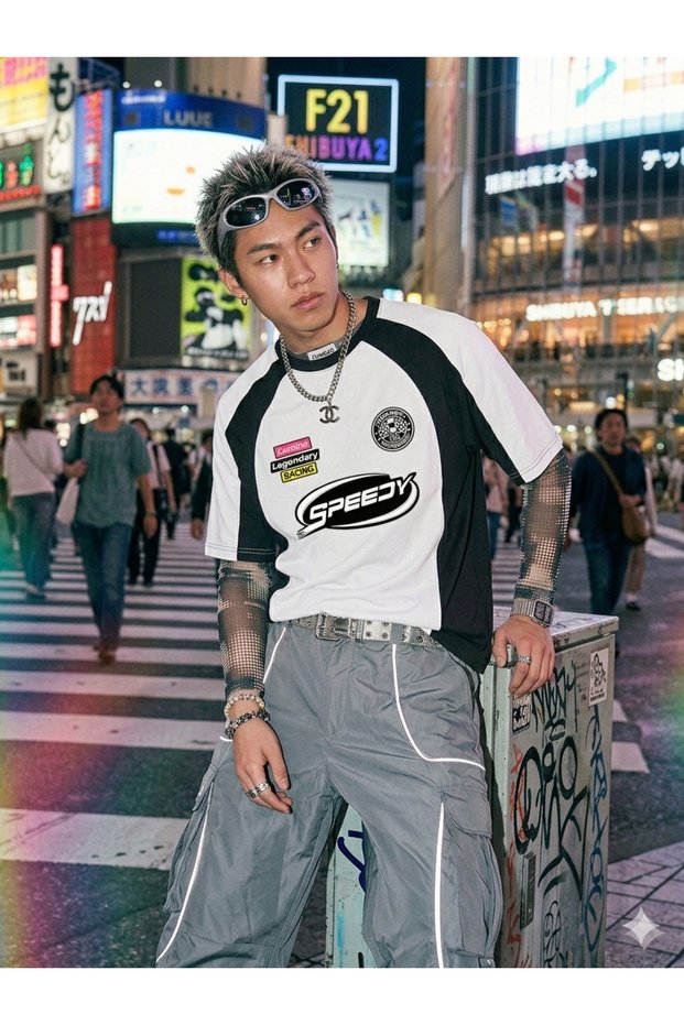 Oversize Retro Y2K Vintage Streetwear Speedy Racing Printed T-Shirt