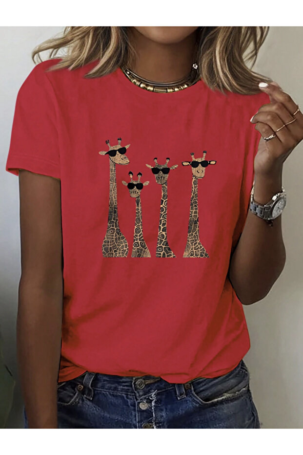 Unisex Men/Women Giraffes Custom Printed Oversize Cotton T-Shirt