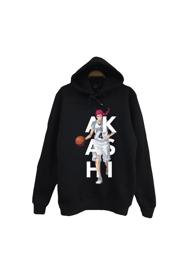 Kuroko No Basket - Seijūrō Akashi - Anime Printed Unisex 100% Cotton Black Hooded Sweatshirt
