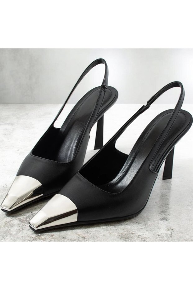 Metal Tip Detail Classic Heeled Shoes