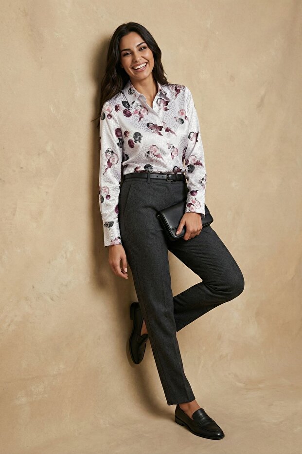 قميص MY FASHION بأزرار وطباعة تجريدية