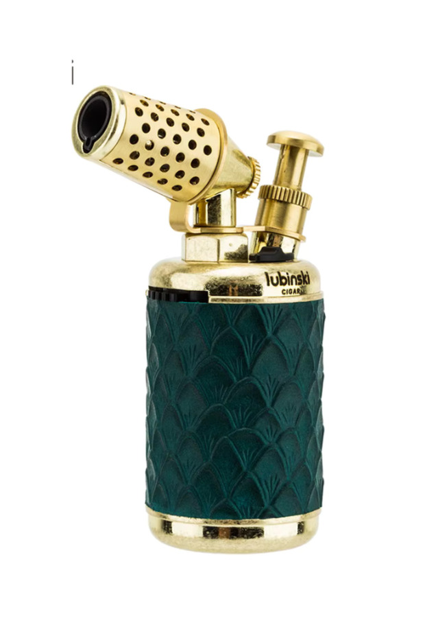 Single Jet Blue Flame Cigar Lighter, Metal Windproof Torch Lighter with Punch (Green)