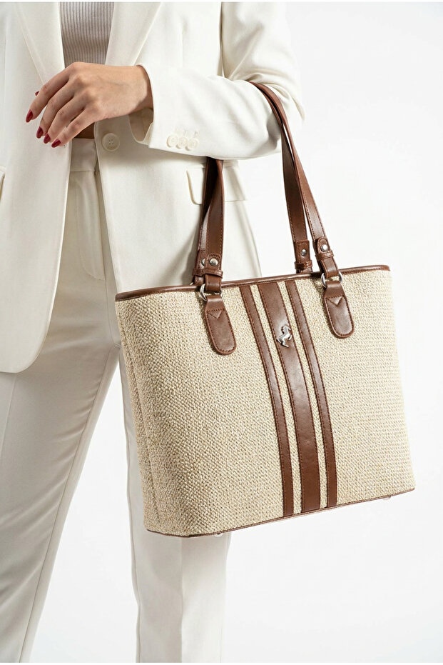 Miami Polo Club Printed Oversized Handbag Straw