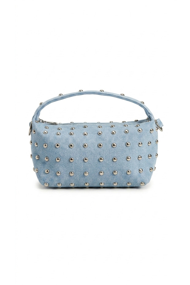 Women's Mini Size Staple-Detail Denim Hand and Shoulder Bag