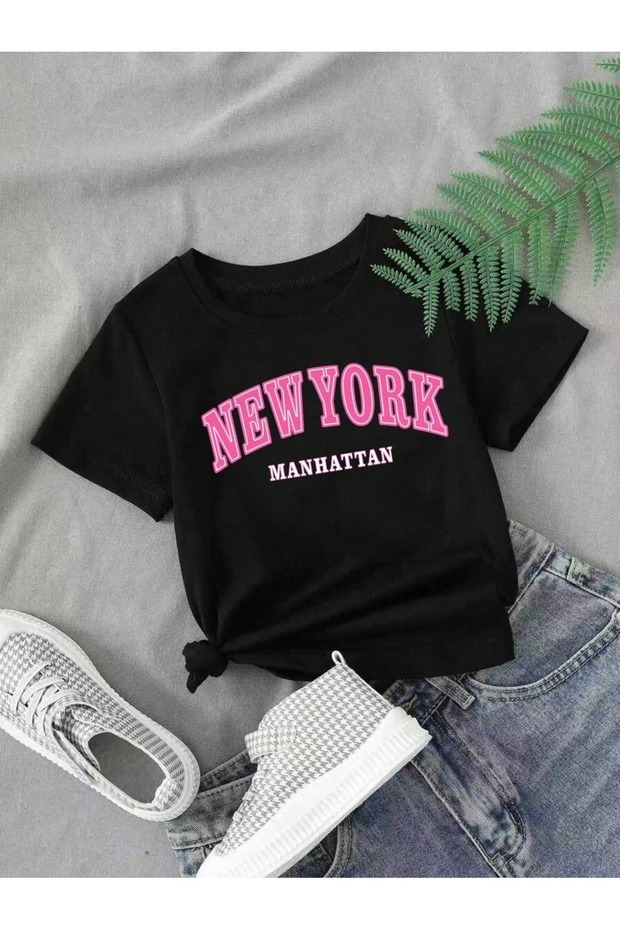 New York Printed Crew Neck 100% Cotton Short Sleeve Kids and Youth T-Shirt