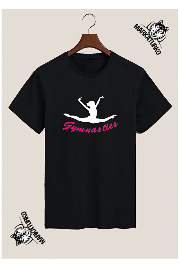 Gymnastics Special Design Printed Black T-Shirt